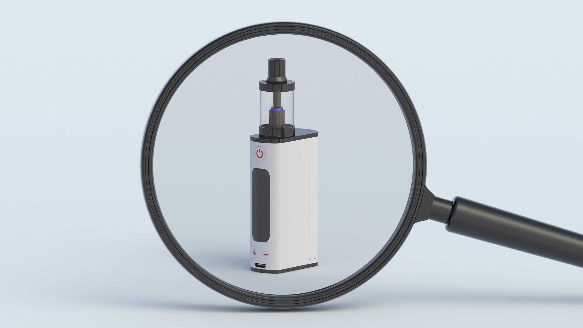 Cigarette électronique blanche avec une loupe